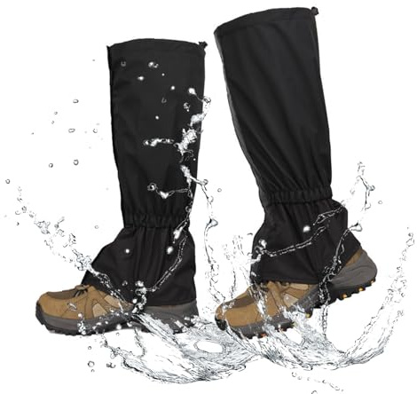 Outdoor Gamaschen,Gamaschen Wasserdicht,Outdoor Gamaschen Einstellbare,Wandergamaschen,Wasserdichte Lange Gamaschen,zum Wandern, Klettern, Trekking, Schneewandern, Wander/Fahrradzubehör,Schwarz