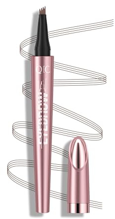 QIC Penna Sopracciglia, Effetto Pelo Matita Sopracciglia Impermeabile & No Transfer, Lunga Durata Up to 12H Matita Sopracciglia Microblading, Cruelty-Free (Dark Brown)