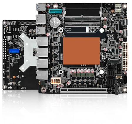 NAS Motherboard 9 Bay, Ryzen 7 8845HS 8C/16T, 4×i226-V 2.5GbE-UDE LAN, Mini Itx Mainboard PCIe×16, DDR5 8 GB RAM 128GB NVMe SSD, 2×SFF-8643, DP+HD+Type-C (No SATA Cable)