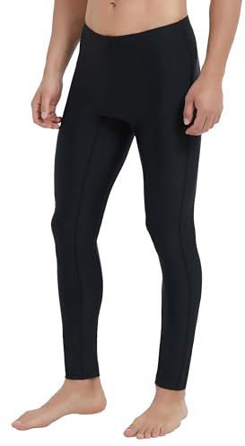 Ubestyle UPF 50+ Men's Active Surfing Water Leggings Swim Pants Swim Tights Beach Pants Sun Protective Black (U3006BLACKS)
