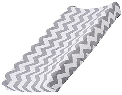 Colchón de la cuna de la cubierta de la almohadilla del cambio de pañales floral del bebé, cubierta de la tabla del cambiador de tela elástica infantil 32''X 16'' (Ola gris)