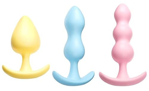 Qoosea 3 Pezzi Plug Anali in Silicone, Plug Anale da Donna Uomo Esperti e Principianti, Butt Plug Plug Anale Set per Giocattolo Erotico, SM Sex Toy