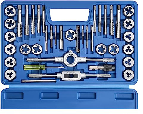 Anfrere 40pcs Metric Tap and Die Set, Metric Standard Rethreading Tool Kit, Coarse and Fine Threads for Cutting External and Internal Threads, Essential Repair Tool Kit with Thread Wrench