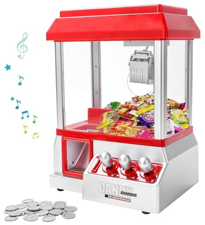 Mutiwill Sweet Grabber Machine Mini Claw Candy Arcade Machine for Chocolate, Small Toys, Treats Claw Machine Game Prize Sweet Dispenser with Coins for Kids