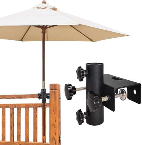 HUIKUANGEU Supporto per Ombrellone da Balcone, Clip per Ombrelloni da Esterno, Supporto Ombrellone, Porta Ombrellone da Balcone,Accessori per Ombrellone, per Tubo Ombrellone Ø25～38mm