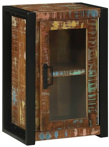 Gecheer Rustic Wood Bathroom Cabinet - Multicolour, Solid Reclaimed Wood, Wall-Mounted Storage, 40cm - Perfect for Organizing Toiletries and Cleaning Supplies wall cabinet Model4016013