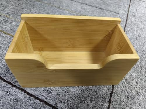 BTSKY 1 PACK Bamboo Index Card Display Stand, 5 x 8 Inch Index Card Storage Rack Rustic Notecard Case, Coupons Greeting Cards Storage - Sturdy Desk Card Organizer Box for Office Home Photos & Receipts