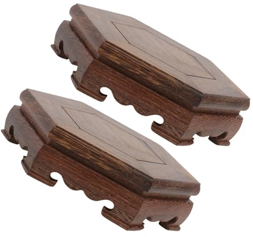 MAGICLULU Supporto per Piante in Legno Massello 2 Pezzi, Piedistallo Espositivo per Vaso di Fiori Esagonale 10x12x3 Cm, Base Stabile per Fioriere da Interno ed Esterno, Portavasi Decorativo