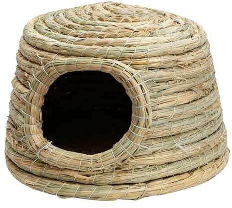 Genérico Casa para Conejitos Interior: Cabaña Transpirable Tejida A Mano, Refugio para Animales Pequeños De Césped Natural con Diseño Masticable | Escondite De Descanso para Jaula para Conejos