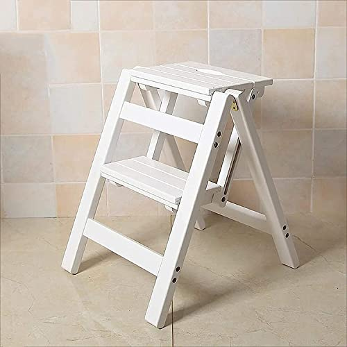 Folding Step Stool Chair for Home Library - 3 Steps Portable Ladder for Indoor Climbing, Multifunctional Stepladder and Stairway Chair