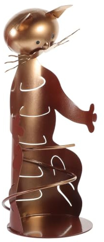 MAJORMENCH Cat Shaped Wine Holder Iron Metal Stand for Kitchen Home Decor | Handmade Carved Sculpture, Funny Cute Styling, Environmental Painting Technology, Christmas Decoration, Practical Tabletop