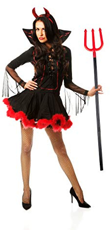 Relaxdays Red-Black Devil’s Pitch Fork 113 cm, Interlocking, Halloween Costume for Kids and Adults, Standard
