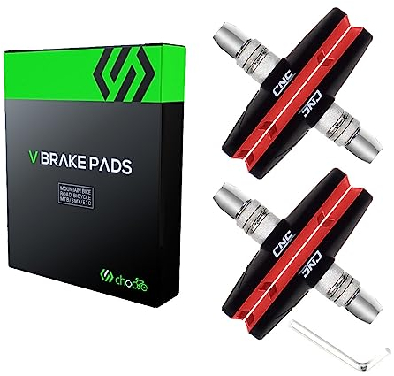 Chooee V-Brake Bremsschuhe 2 Paar,70mm Bremsbeläge für Shimano Schwarz/Rot