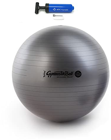 Pezzi Maxafe - Pelota de gimnasia (42, 53, 65 y 75 cm, incluye bomba ATC, soporta hasta 400 kg, fitness, rehabilitación, terapia, gimnasia y como pelota de asiento para oficina, 42 cm), color negro