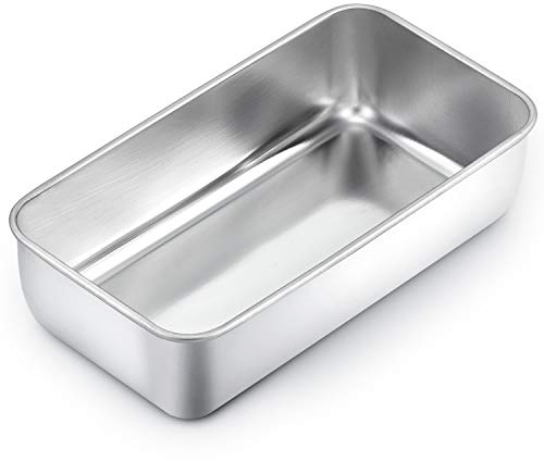 Homikit Loaf Tin, Stainless Steel Cake Bread Tin Loaf Baking Mould, Rectangular Oven Baking Pan Bakeware Set for Meatloaf, Toast Bread, Pie, Lasagna, Healthy & Non-Toxic & Sturdy