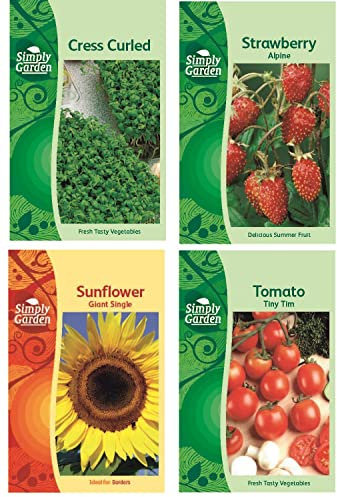 Ideal for Kids Seed Growing Pack Sunflower Cress Strawberry Tiny Tomato Grow Your Own Flowers and Vegetables