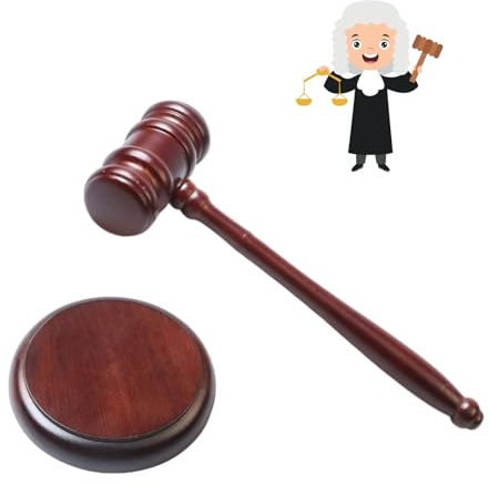 Richterhammer Holz Richter Hammer Set: Auktionshammer,Holzhammer und Soundblock-Set,Juego de martillo de subastas de madera,Mazo de juez y bloque,Martillo de subasta