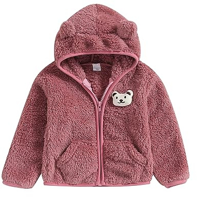 M9ppzzur7 Baby Boys Girls 3D Bear Ears Shape Fleece Long Sleeve Hoody Zip Up Coat Jacket Infant Baby Sweatshirt