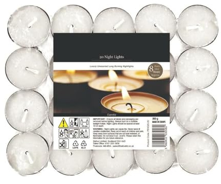PHG Fresh Scented Tealight Candles with 8 Hour Burn Time | Long-Lasting Tealight Candle Set | Fancy Tealight Candles for Home Decoration | Quality Tealight Candle (Unscented Pack of 20)