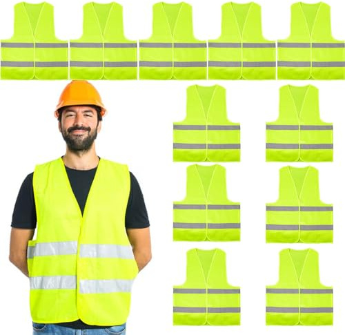 12 Pack High Visibility Safety Vest, Reflective Mesh Security Vest with Reflective Strip Construction Vest for Men Women Work Cycling Runner Volunteer