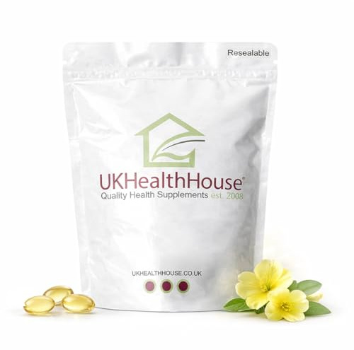 UKHealthHouse Evening Primrose Oil EPO Capsules 1000mg x 60 Soft - Omega 6 GLA Content High Concentration - Great for Skin, Immune System, Hormonal Pain, Women's Health