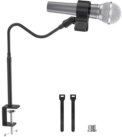 ZealSound Compact Microphone Arm Stand | Space Saving - Flexible Gooseneck Mic Arm with 3/8 to 5/8 Adapter, Desk Microphone Holder Compatible with Blue Snowball, SM58, SoloCast, Razer Seiren