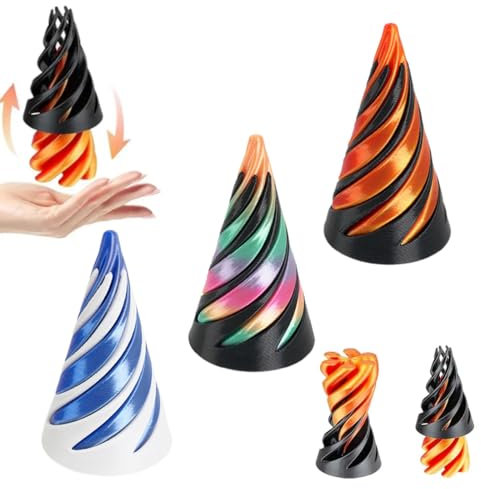 LONZIKP 3 Piezas Juguete Anti Estrés Cono Espiral Impreso en 3D, El Cono Pirámide Espiral Imposible, Juguetes Fidget para Adultos y Niños, Alivio de Ansiedad y Estrés (Multicolor)
