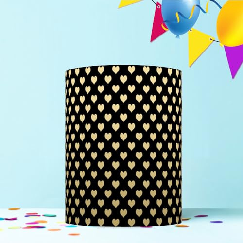 BLACK AND GOLD HEARTS CAKE WRAP AROUND EDIBLE CAKE TOPPER ICING DECORATION 1 SHEET