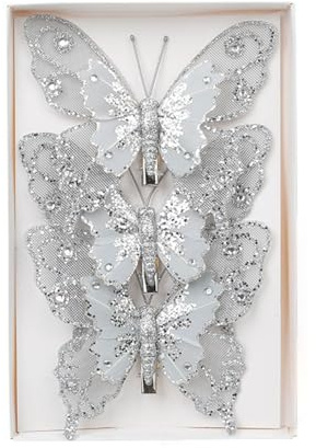 XFUYI Ornement Papillon Scintillant pour Sapin de Noël, décorations à Suspendre avec Pince pour Les fêtes