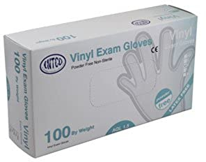Intco vgpf4501-3 powder-free vinyl disposable gloves, medium, clear, 100 pieces