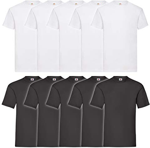 Fruit of The Loom Camiseta clásica de béisbol de Manga Corta para Hombre, Negro/Blanco, L