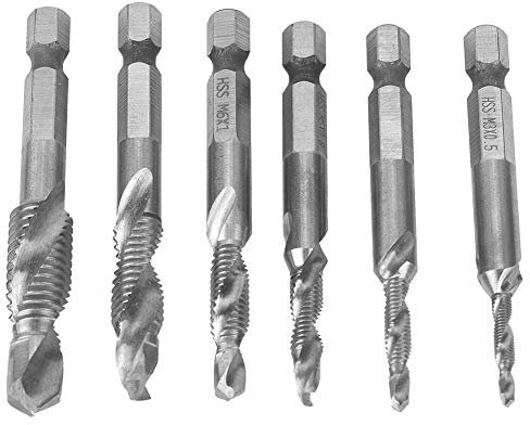 Punta Trapano Filettata M3 / M4 / M5 M6 / M8 / M10 in Acciaio Ad Alta Velocità 0,3 Pollici Con Attacco Esagonale 0,3 Pollici[Silver Coated]