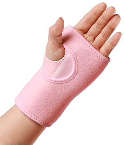 yeloumiss Wrist Splint Support Brace Compression Wrist Brace (Left, Pink) | Elastic Adjustable Carpal Tunnel Support with Metal Strip for Sports, Fitness, Arthritis, Tendonitis One Size Single