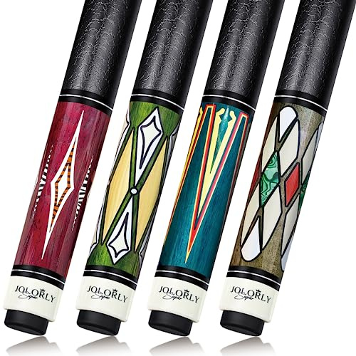 JOLORLY 58 inch 19 oz Pool Sticks Set of 4 with 13mm Tip Canadian Maple Pool Cue Professional Pool Cues Personalized 58 Pool Queue Stick 4 Pieces Hardwood Poolsticks for Billiard Players 19 Ounce