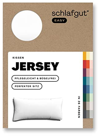 Schlafgut Easy Jersey Kissenbezug 40x80 cm Full-White mit 100% Baumwolle, superweicher & atmungsaktiver Kopfkissenbezug