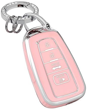 OFFCURVE Für Toyota Schlüsselanhänger Abdeckung mit Schlüsselanhänger Weiche TPU Autoschlüssel Hülle Halter Fit für 2018-2022 Toyota RAV4 Camry Corolla Avalon C-HR Prius GT86 Highlander Auto Smart Key