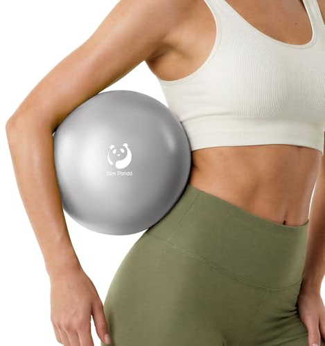 Slim Panda Ballon Pilates Petite,23 cm Anti-Slip Ballon de Gymnastique avec Paille de Gonflage,Soft Yoga Ball Équilibre pour Seniors Thérapie,Fitness,Entraînement à l'équilibre (Argenté)