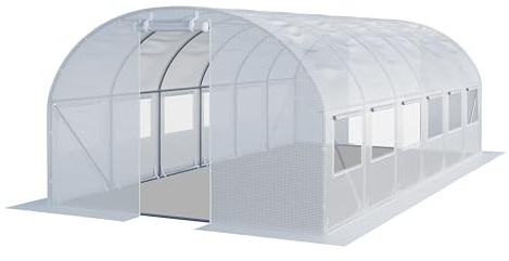 TOOLPORT Tunnelväxthus Växthus 3x6m stabil & hållbar med fönster - 180 g/m² tjock PE-presenning vit transparent