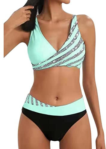 Maillots Deux Pièces Femme Taille Haute Push Up Ensembles Col V Chic et Élégant Froncé Torsadé Ensemble Bikini Beachwear 2024 Été Swimsuit Maillot'de Bain Femme 2 Pieces Bikini Maillots De Bain