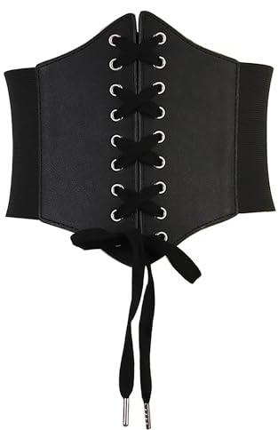 Ancho Elástico Corsé Negro Retro Cinturón Corset Mujer para Vestidos de Fiesta