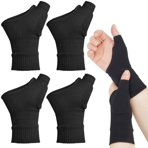 Daumensattelgelenk Bandage 2 Paar Daumenorthese Arthritis Handschuhe, Fingerlose Handschuhe Mit Gel Zur Linderung Von Hand, Handgelenk, Daumen Und Gelenkschmerzen, Unisex(Schwarz)