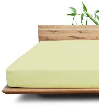 JONA SLEEP® Bamboo Spannbettlaken (180-200 x 200 cm) - ideal für den Sommer - kühlendes Spannbettlaken | 200 g/m² (Apfel, 140-160 x 200-220 cm)