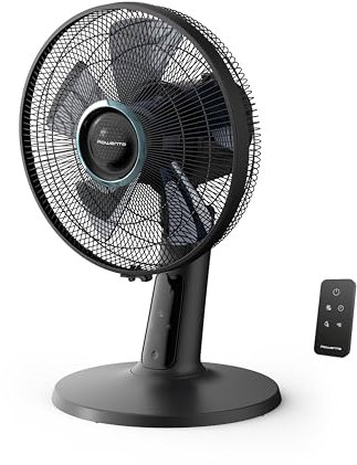 Rowenta Turbo Silence Extreme+ Tischventilator, 120° Auto-Oszillation, bis zu 50% Energieeinsparung, Effitech-Motor, 5 Geschwindigkeitsstufen, 8h Timer, kompaktes Design, leise, Schwarz, VU2750F0