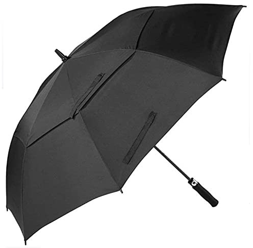 Paraguas de golf extragrande de 78 pulgadas para hombre, resistente al viento, con doble toldo de eje largo, adecuado para 4 y 6 personas, color negro, Negro