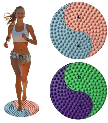 Yinyang Balance Foot Massage Mat 2 Pack, Tai ji Bagua Pattern with Magnetic Therapy, Custom Color Acupressure Reflexology Mat for Daily Relaxation, Detachable Design Fits Yoga/Office/Home Use