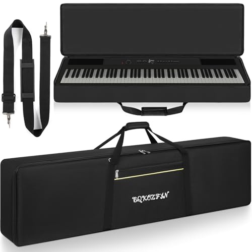 OUUTMEE 88 Key Keyboard Gig Bag - Keyboard Case, Heavy Duty 600D Oxford Piano Case with 10mm Padding, Front Storage Pocket & Dual Shoulder Straps - Protective Cover for Digital Electric Piano (Black)