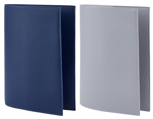 WEBEEDY 2 Pcs PU Leather Book Cover Fit for A5 Journal Hardcover Sketchbook, Rustic Leather Book Protector for A5 Notebook Travelers Writers Book Lovers Gifts Back to School Supplies,15x21cm,Blue&Gray