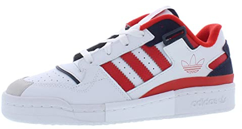 adidas Men's Forum Low Shoes, Pure White/Red/Blue, 10.5 UK