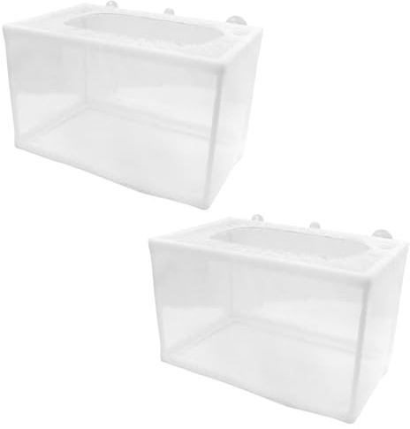 yolzhxe 2 Piezas Acuario Criador de Red, 26×15×15 CM Paridera Acuario, Peces Juveniles Red de Separación con 6 Ventosas para la Incubación de Alevines y la Protección de Peces Jóvenes