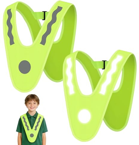 AYBUY Gilets de Sécurité pour Enfants, Gilet réfléchissant en Forme de V, 2 Pièces Gilet Reflechissant Velo Enfant, Gilets de Sécurité Réglable, pour Sports de Plein Air Running